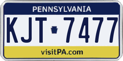 PA license plate KJT7477