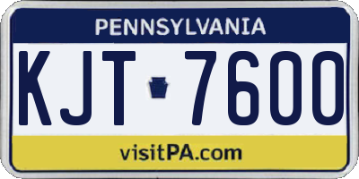 PA license plate KJT7600