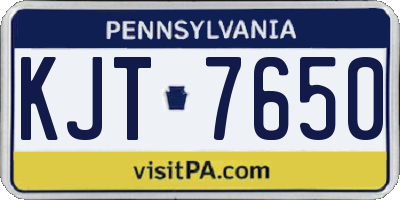 PA license plate KJT7650