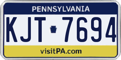PA license plate KJT7694
