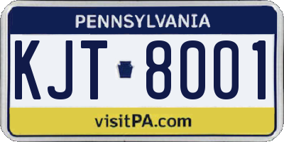 PA license plate KJT8001