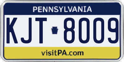 PA license plate KJT8009
