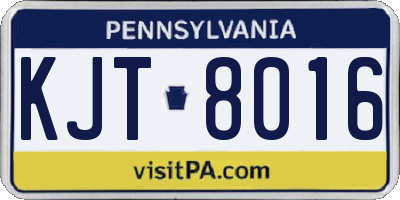 PA license plate KJT8016