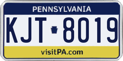 PA license plate KJT8019