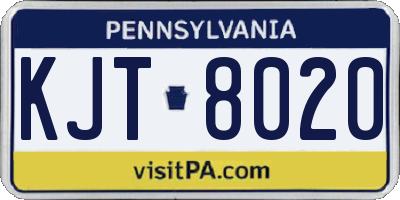 PA license plate KJT8020