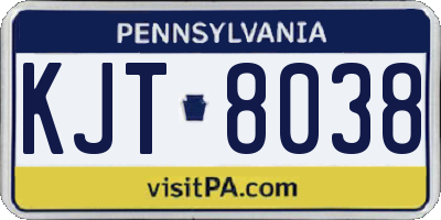 PA license plate KJT8038