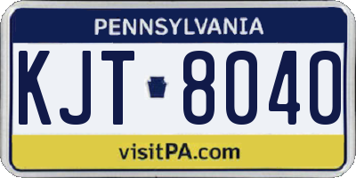 PA license plate KJT8040