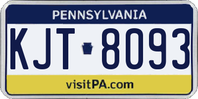 PA license plate KJT8093