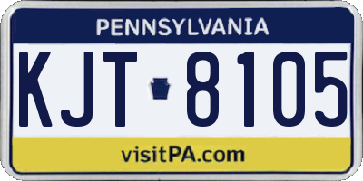 PA license plate KJT8105