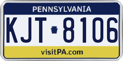 PA license plate KJT8106