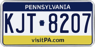 PA license plate KJT8207