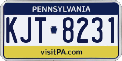 PA license plate KJT8231