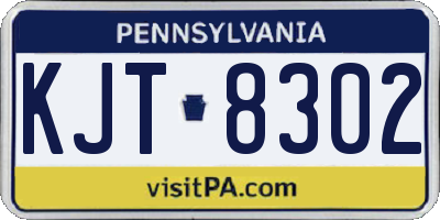 PA license plate KJT8302