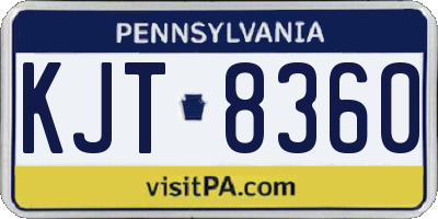 PA license plate KJT8360