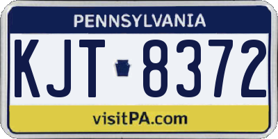 PA license plate KJT8372