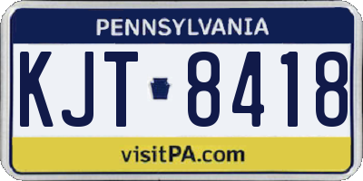 PA license plate KJT8418