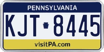 PA license plate KJT8445