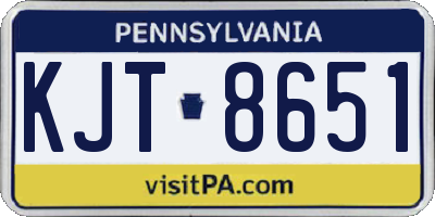 PA license plate KJT8651