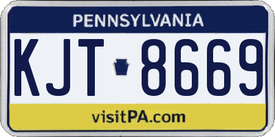 PA license plate KJT8669
