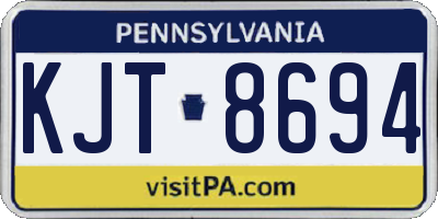 PA license plate KJT8694