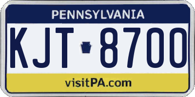 PA license plate KJT8700