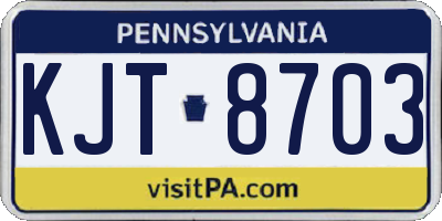 PA license plate KJT8703