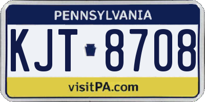 PA license plate KJT8708