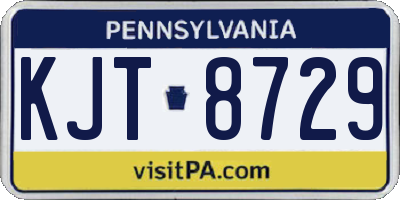 PA license plate KJT8729