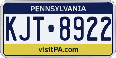 PA license plate KJT8922