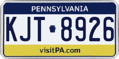 PA license plate KJT8926