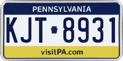 PA license plate KJT8931