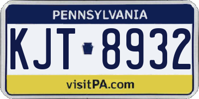 PA license plate KJT8932