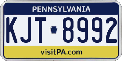 PA license plate KJT8992
