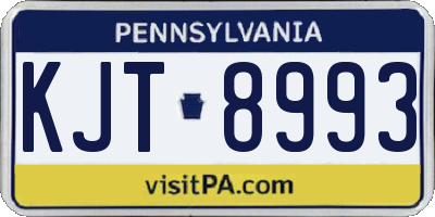 PA license plate KJT8993