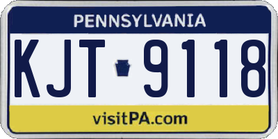 PA license plate KJT9118