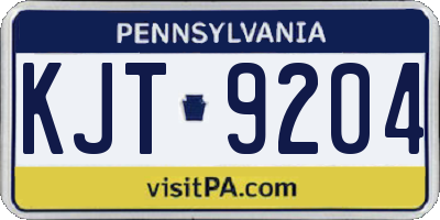 PA license plate KJT9204