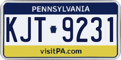 PA license plate KJT9231