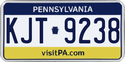 PA license plate KJT9238