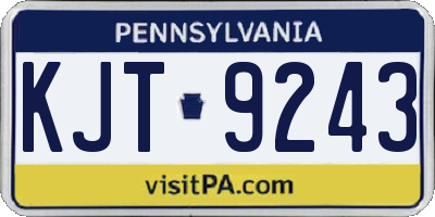 PA license plate KJT9243