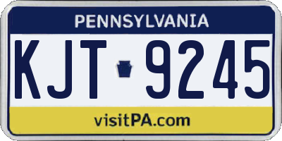 PA license plate KJT9245