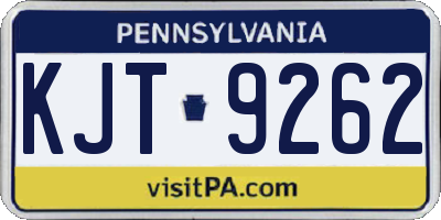 PA license plate KJT9262