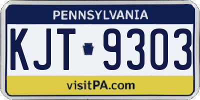 PA license plate KJT9303