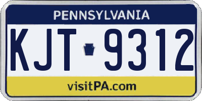 PA license plate KJT9312