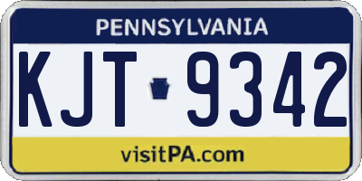 PA license plate KJT9342