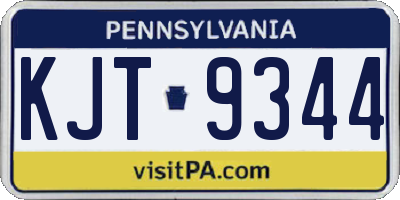 PA license plate KJT9344