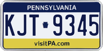 PA license plate KJT9345