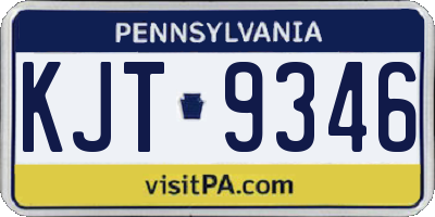 PA license plate KJT9346