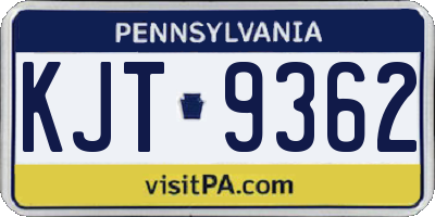 PA license plate KJT9362