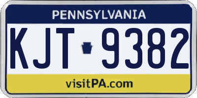 PA license plate KJT9382