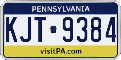 PA license plate KJT9384